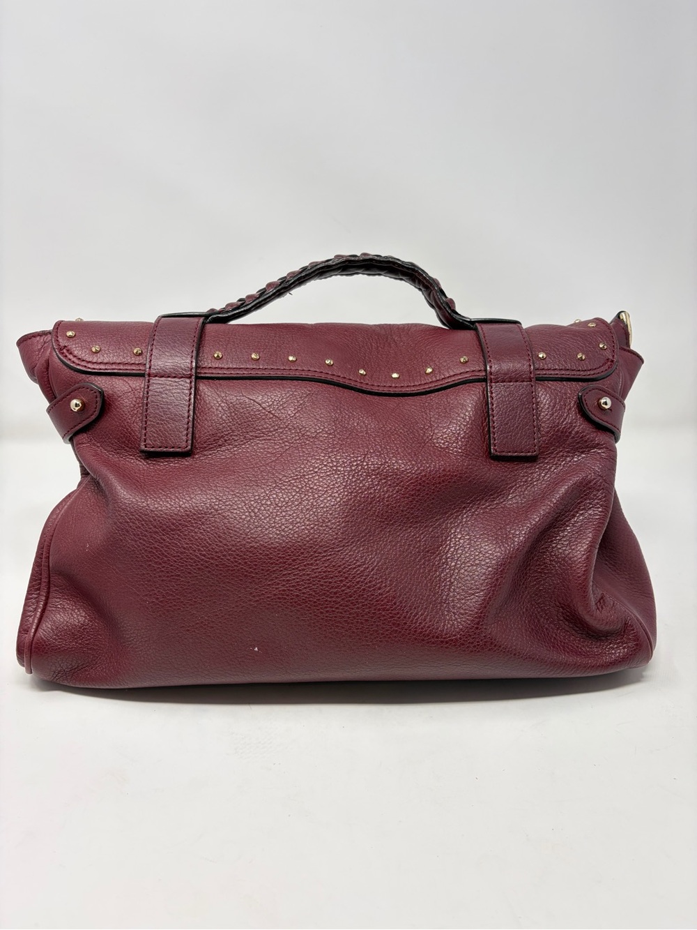 Mulberry Alexa Studded Tassel Satchel Bag Oxblood Burgundy Soft Buffalo Leather - Picture 4 of 16